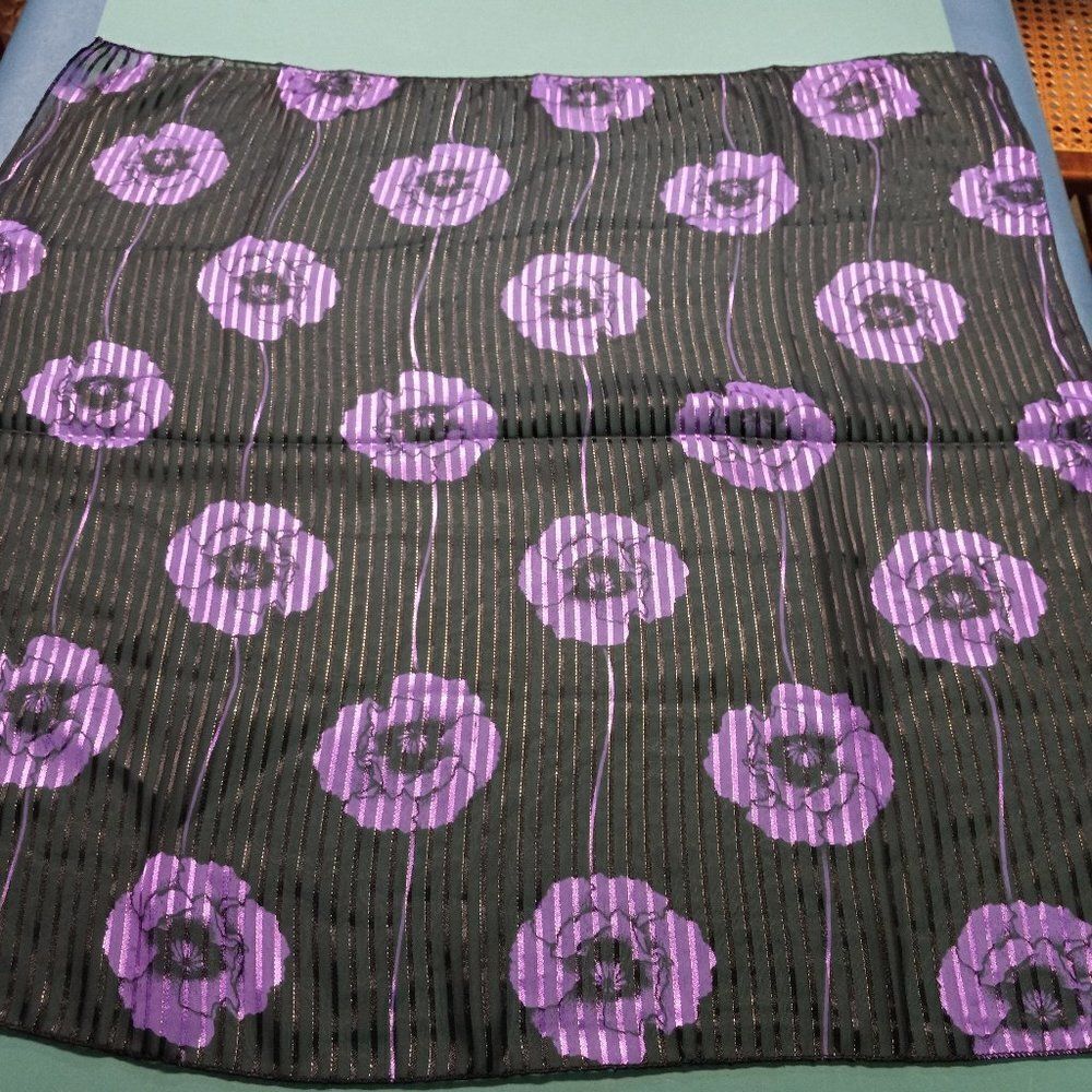 Purple Poppy Silk Feel Polyester Scarf Cottegacore Granny Chic Countrycore
